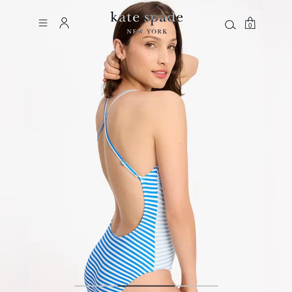 PINK Kate Spade Ringmaster Stripe V-neck One-piece - Picture 3 of 8